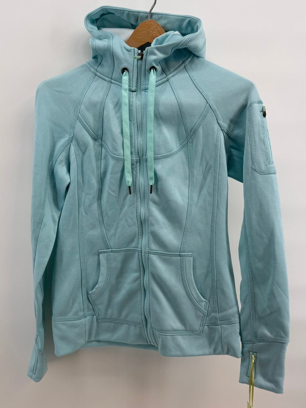 Tangerine Women's Mint Full Zip Active Hoodie Textured Utility Pocket Size S